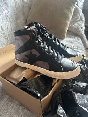 Vintage Havana Black and Gray High-Top Sneakers